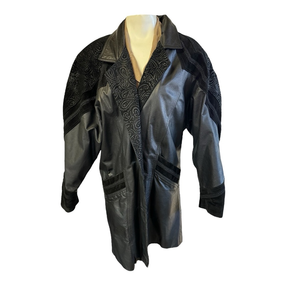 Black Leather 80’s - 90’s Coat